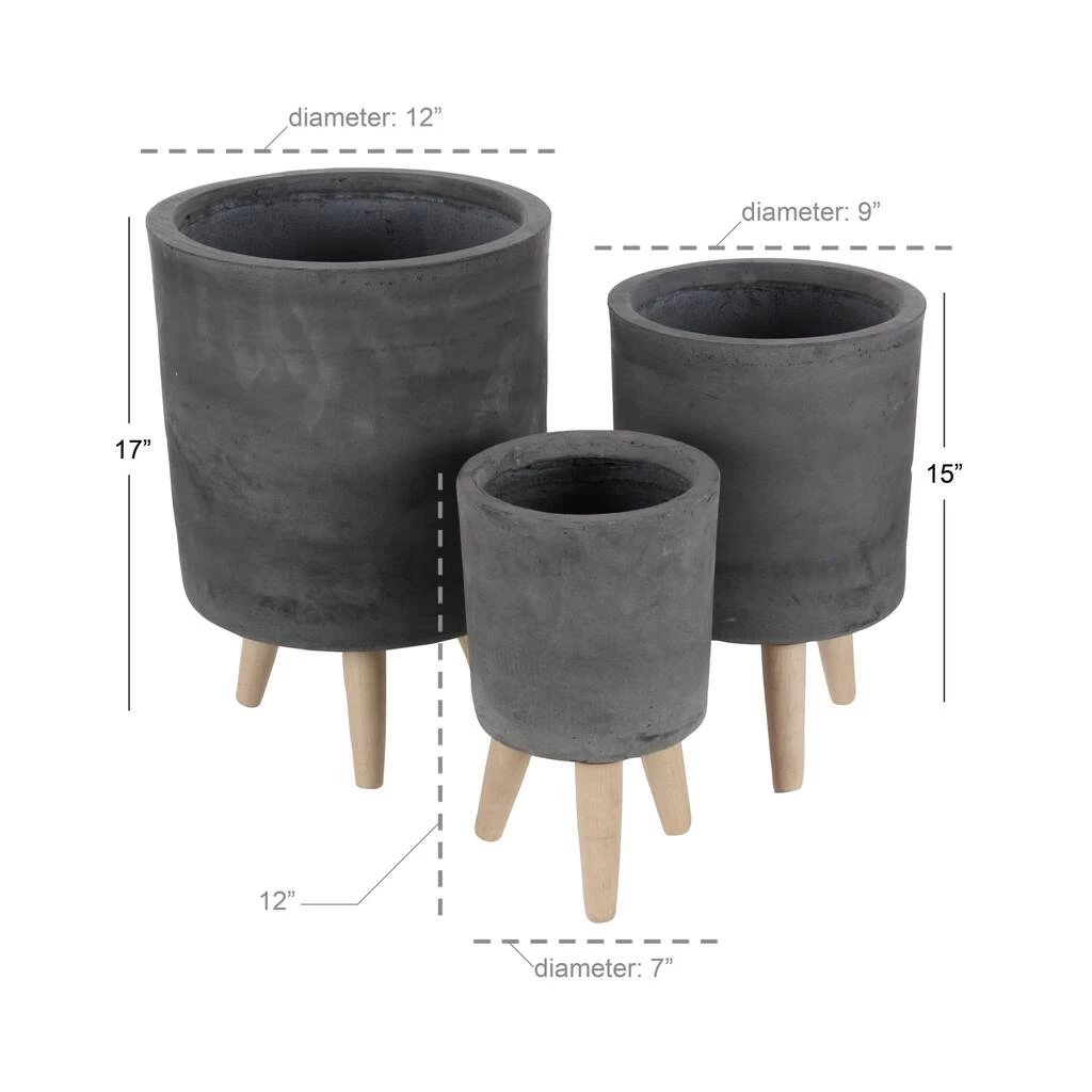 Discount ✔️ Gray Ceramic Contemporary Planter Set by Ivory and Iris ⭐ 5 Discount ✔️ Gray Ceramic Contemporary Planter Set by Ivory and Iris ⭐ - Image 5