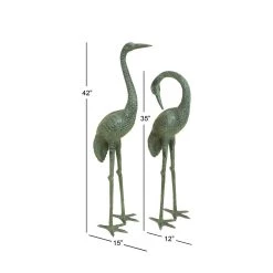Best Sale ✔️ Green Aluminum Coastal Garden Bird Sculpture Set by Ivory and Iris 🥰 -Cheap Ivory and Iris Store D365654S 14