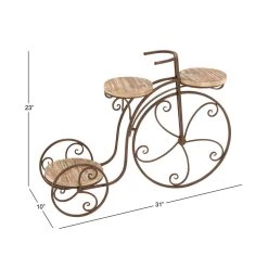 New 🥰 Brown Metal Farmhouse Bicycle Plantstand, 31" x 23" by Ivory and Iris 🥰 -Cheap Ivory and Iris Store D365664S 10