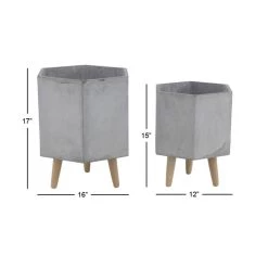 Promo 🎁 Gray Polystone Contemporary Planter Set by Ivory and Iris ⭐ -Cheap Ivory and Iris Store D365665S 5