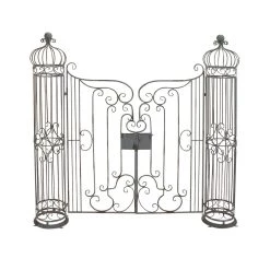 Outlet 🎉 5.5ft. Brown Traditional Iron Gated Garden Arbor by Ivory and Iris ❤️