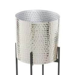Deals 😉 Silver Iron Contemporary Planter with Legs Set by Ivory and Iris 😍 -Cheap Ivory and Iris Store D365667S 3