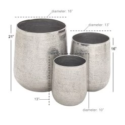 New 🎉 Silver Aluminum Glam Planter Set by Ivory and Iris ⭐ -Cheap Ivory and Iris Store D365668S 7