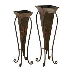 Outlet 🎁 Brown Metal Rustic Planter with Curved Legs Set by Ivory and Iris 👍
