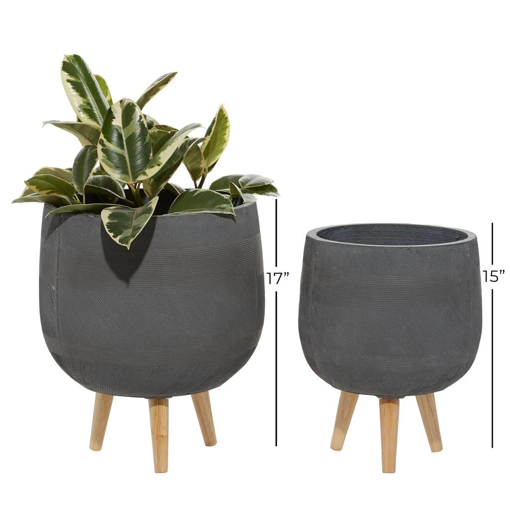 Coupon π Dark Gray Round Polystone Contemporary Planter Set by Ivory and Iris π 5 Coupon π Dark Gray Round Polystone Contemporary Planter Set by Ivory and Iris π - Image 5