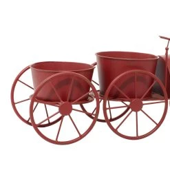 Discount 🔥 Red Metal Eclectic Tractor Planter by Ivory and Iris ✔️ -Cheap Ivory and Iris Store D365679S 5