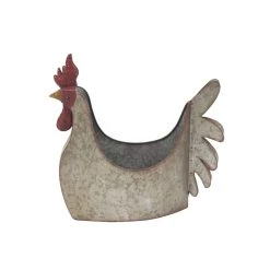 Flash Sale 🥰 16" Gray Metal Farmhouse Chicken Planter by Ivory and Iris ✨