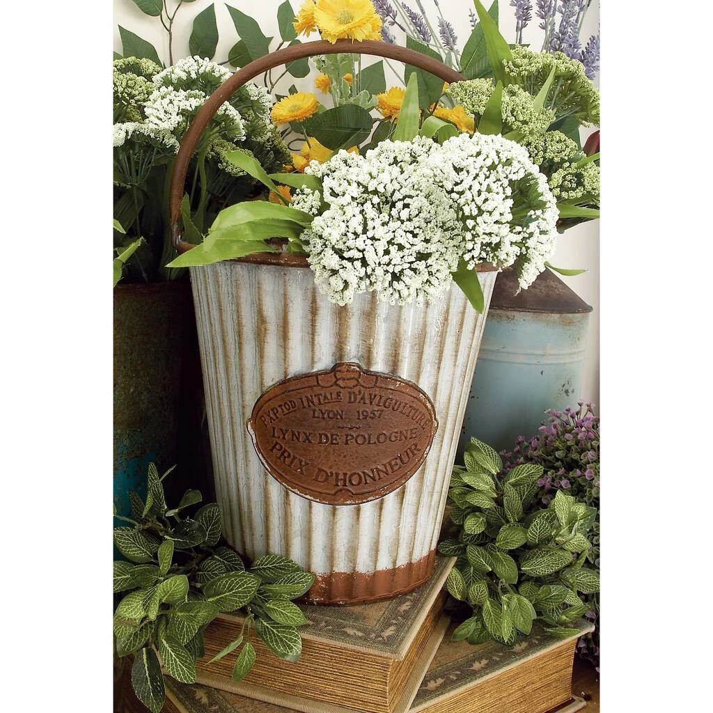 Discount π Silver Tin Striped Farmhouse Planter Set by Ivory and Iris π 8 Discount π Silver Tin Striped Farmhouse Planter Set by Ivory and Iris π - Image 8