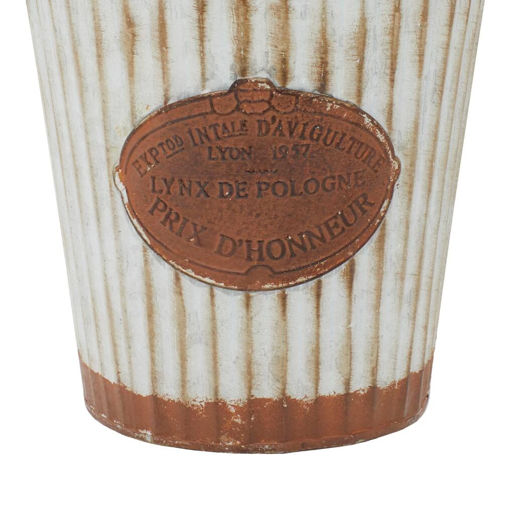 Discount π Silver Tin Striped Farmhouse Planter Set by Ivory and Iris π 6 Discount π Silver Tin Striped Farmhouse Planter Set by Ivory and Iris π - Image 6