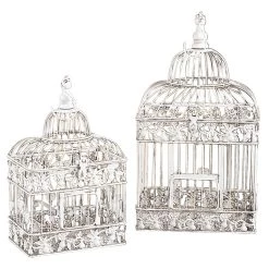 Cheapest 🤩 White Metal Vintage Birdcage Set by Ivory and Iris ❤️