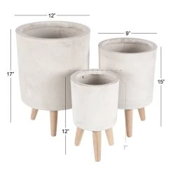 Best Pirce 🎁 White Fiberclay Contemporary Planter Set by Ivory and Iris 🛒 -Cheap Ivory and Iris Store D365704S 7
