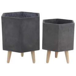 Cheapest π₯° Dark Gray Polystone Contemporary Planter Set by Ivory and Iris π