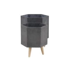 Cheapest 🥰 Dark Gray Polystone Contemporary Planter Set by Ivory and Iris 😉 -Cheap Ivory and Iris Store D365707S 3