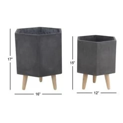 Cheapest 🥰 Dark Gray Polystone Contemporary Planter Set by Ivory and Iris 😉 -Cheap Ivory and Iris Store D365707S 5