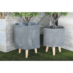 Cheapest 🥰 Dark Gray Polystone Contemporary Planter Set by Ivory and Iris 😉 -Cheap Ivory and Iris Store D365707S 6
