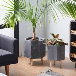 Cheapest 🥰 Dark Gray Polystone Contemporary Planter Set by Ivory and Iris 😉 -Cheap Ivory and Iris Store D365707S 7