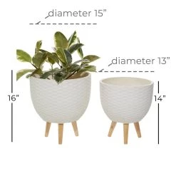 Best Pirce 😀 White Polystone Contemporary Planter Set by Ivory and Iris ⌛ -Cheap Ivory and Iris Store D365710S 7