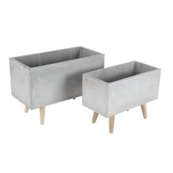 Best Sale 🔔 Gray Fiberclay Contemporary Planter Set by Ivory and Iris ✨