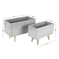 Best Sale 🔔 Gray Fiberclay Contemporary Planter Set by Ivory and Iris ✨ -Cheap Ivory and Iris Store D365711S 9