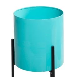Budget ⭐ Teal Metal Contemporary Planter Set by Ivory and Iris ⭐ -Cheap Ivory and Iris Store D365726S 4