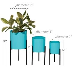Budget ⭐ Teal Metal Contemporary Planter Set by Ivory and Iris ⭐ -Cheap Ivory and Iris Store D365726S 6