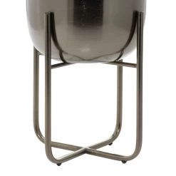 Hot Sale 🤩 Dark Silver Metal Contemporary Planter Set by Ivory and Iris 😉 -Cheap Ivory and Iris Store D365729S 4