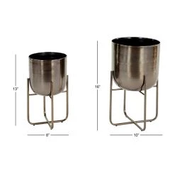 Hot Sale 🤩 Dark Silver Metal Contemporary Planter Set by Ivory and Iris 😉 -Cheap Ivory and Iris Store D365729S 6