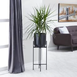 Coupon 🌟 36" Black Metal Modern Planter by Ivory and Iris 😍 -Cheap Ivory and Iris Store D365730S 4