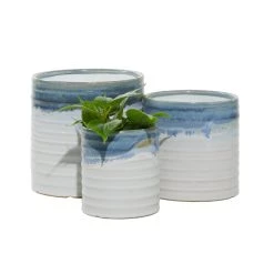 Flash Sale 🎉 Blue & White Porcelain Coastal Planter Set by Ivory and Iris 🛒