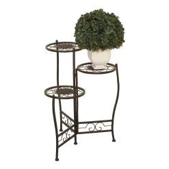 Best Sale 🛒 24" Brown Metal Tiered Traditional Plant Stand by Ivory and Iris ✔️