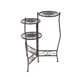 Best Sale 🛒 24" Brown Metal Tiered Traditional Plant Stand by Ivory and Iris ✔️ -Cheap Ivory and Iris Store D365738S 3