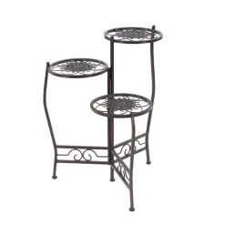 Best Sale 🛒 24" Brown Metal Tiered Traditional Plant Stand by Ivory and Iris ✔️ -Cheap Ivory and Iris Store D365738S 4
