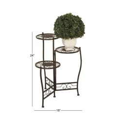 Best Sale 🛒 24" Brown Metal Tiered Traditional Plant Stand by Ivory and Iris ✔️ -Cheap Ivory and Iris Store D365738S 7