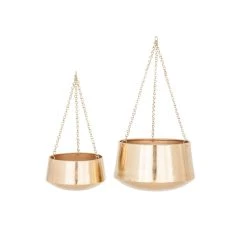 Best Pirce 🔔 Gold Metal Glam Hanging Planter Set by Ivory and Iris ❤️