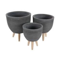 New ⌛ Gray Fiberclay Contemporary Planter Set by Ivory and Iris 😉