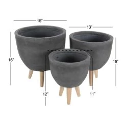 New ⌛ Gray Fiberclay Contemporary Planter Set by Ivory and Iris 😉 -Cheap Ivory and Iris Store D365746S 6