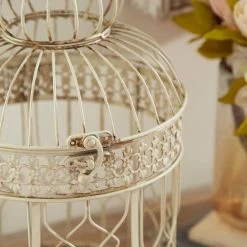 Budget 🥰 Cream Metal Vintage Birdcage Set by Ivory and Iris ⌛ -Cheap Ivory and Iris Store D365747S 3