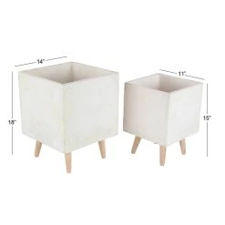 Coupon 🧨 White Fiberclay Contemporary Planter Set by Ivory and Iris 🌟 -Cheap Ivory and Iris Store D365752S 7