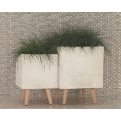 Coupon 🧨 White Fiberclay Contemporary Planter Set by Ivory and Iris 🌟 -Cheap Ivory and Iris Store D365752S 8