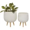 Promo 🔔 White Polystone Contemporary Planter Set by Ivory and Iris 💯