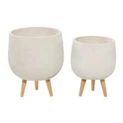 Promo 🔔 White Polystone Contemporary Planter Set by Ivory and Iris 💯 -Cheap Ivory and Iris Store D365753S 5