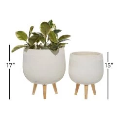 Promo 🔔 White Polystone Contemporary Planter Set by Ivory and Iris 💯 -Cheap Ivory and Iris Store D365753S 6