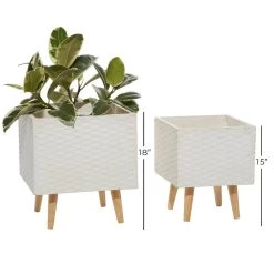 Wholesale 🔥 White Polystone Contemporary Planter Set, 15" & 18" by Ivory and Iris 👏 -Cheap Ivory and Iris Store D365758S 4