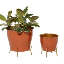 Hot Sale 🛒 Orange Metal Farmhouse Planter Set, 9" & 12" by Ivory and Iris 🎉