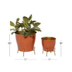 Hot Sale 🛒 Orange Metal Farmhouse Planter Set, 9" & 12" by Ivory and Iris 🎉 -Cheap Ivory and Iris Store D365761S 5