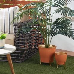 Hot Sale 🛒 Orange Metal Farmhouse Planter Set, 9" & 12" by Ivory and Iris 🎉 -Cheap Ivory and Iris Store D365761S 6