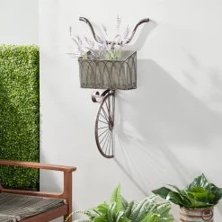 Outlet 🥰 Galvanized Steel Wall Tricycle Planter, 14" x 38" by Ivory and Iris ✨ -Cheap Ivory and Iris Store D365763S 7