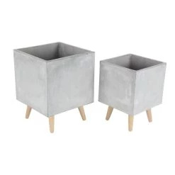 Flash Sale ❤️ Gray Fiberclay Contemporary Planter Set, 15" & 18" by Ivory and Iris 😀