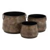 New 😀 Brass Metal Rustic Planter Set 16", 13" & 11" by Ivory and Iris 💯