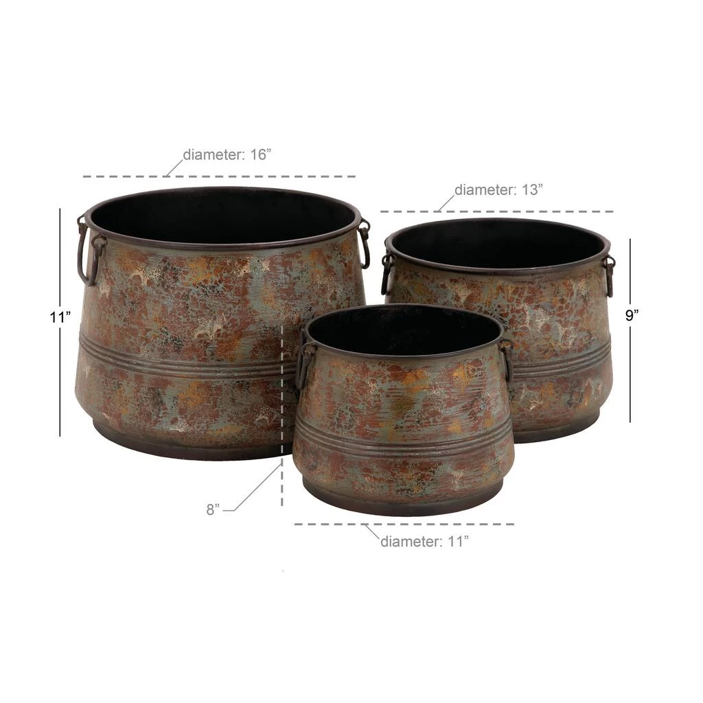 New π Brass Metal Rustic Planter Set 16", 13" & 11" by Ivory and Iris π― 3 New π Brass Metal Rustic Planter Set 16", 13" & 11" by Ivory and Iris π― - Image 3